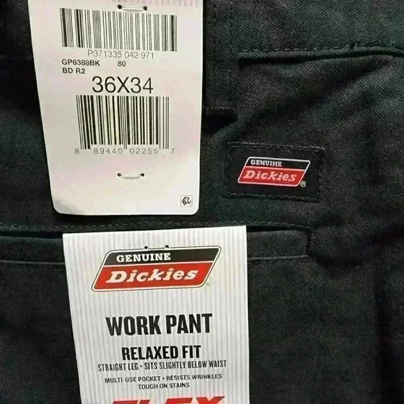 Dickies Mens Work Pants Relaxed Fit Straight Leg Flat Front Flex Pant Black - Picture 8 of 12